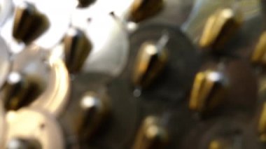Abstract golden texture background of sequin, paillettes. Fashionable stylish material 4k footage. 