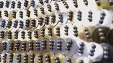 Abstract golden texture background of sequin, paillettes. Fashionable stylish material 4k footage. 