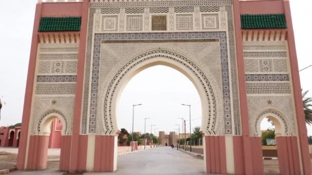 Wejście Brama Miejska Bab Brama Drzwi Prowadzące Rissani Maroko Południowe — Wideo stockowe