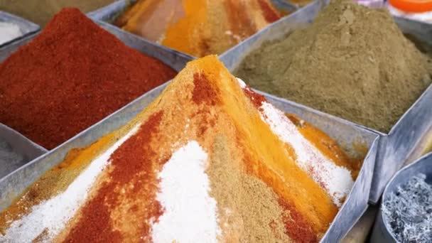 Colorful Spice Market Weekly Souk Rissani South Morocco Cinnamon Ginger — Stock Video