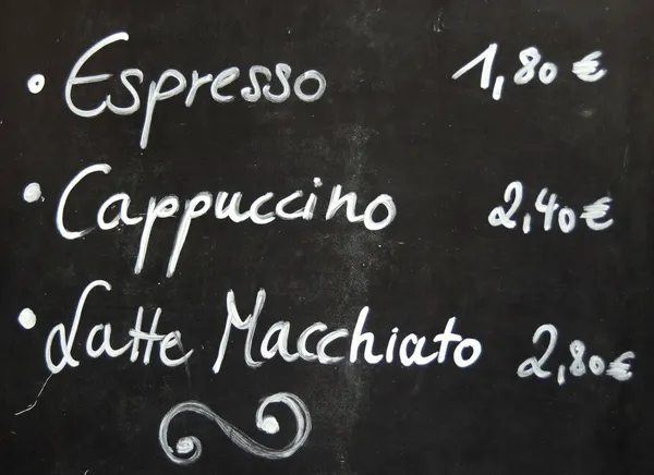 Cafe kahve menüsü