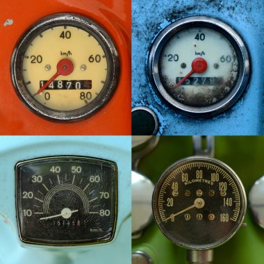 Set Of Vintage Speedometers clipart
