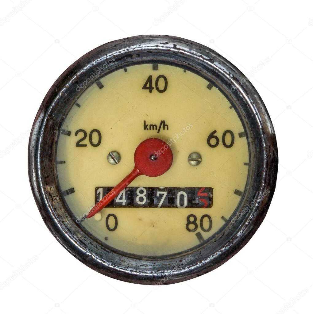 Isolated Vintage Speedometer