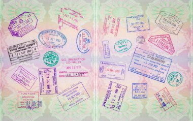Retro Passport Stamps clipart