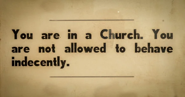 Vintage Church Rules Sign — Stock Photo, Image