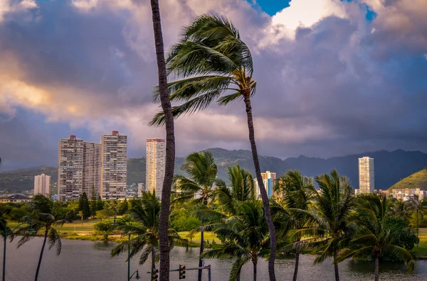 Retro-Honolulu Hawaii Skyline — Stockfoto