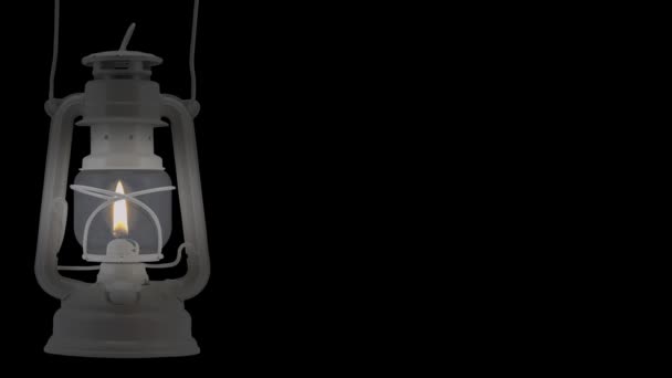 Looping Flickering Oil Lamp Night Copy Space — Stock Video