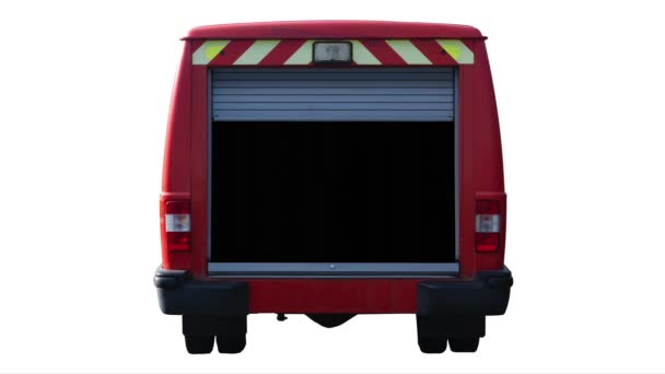 Apertura Chiusura Delle Porte Dell Otturatore Sul Retro Camion Antincendio — Video Stock