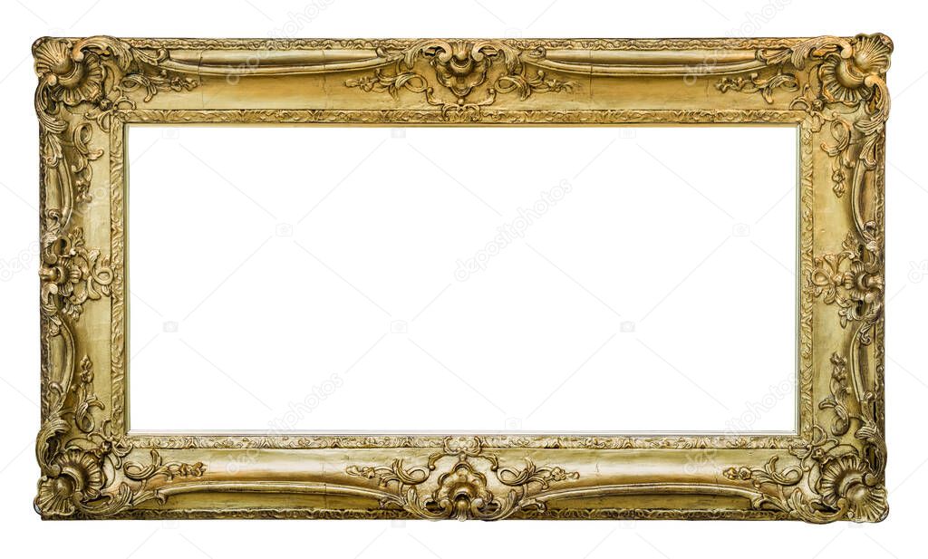 Isolated Ornate Gilded Picture Frame For Art Work, Empty On A White Background