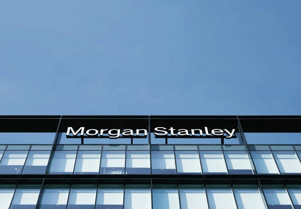 Glasgow Scotland April 2022 Morgan Stanley Company Sign Copy Space — Stock Photo, Image