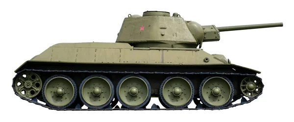 白色背景下孤立的红军苏联坦克 — 图库照片