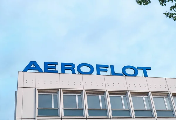 Berlin Germany May 2022 Russian Aeroflot Company Sign Copy Space — Stock Photo, Image