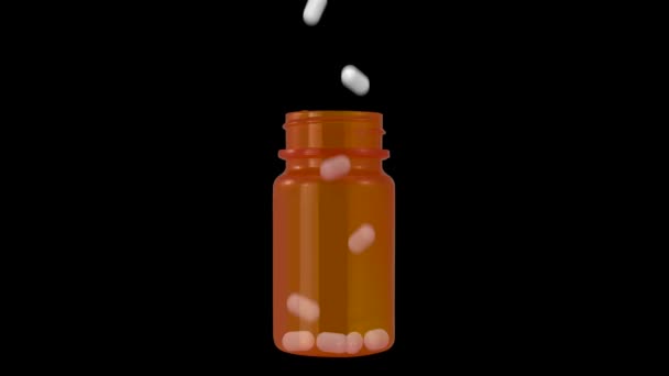 Χάπια Αργής Κίνησης Κάψουλες Που Πέφτουν Ένα Μπουκάλι Φάρμακο Κανάλι Βίντεο Αρχείου