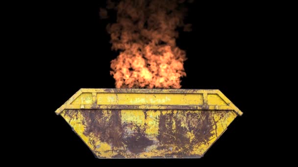 Dumpster Fire Concept Animatie Met Alpha Channel — Stockvideo