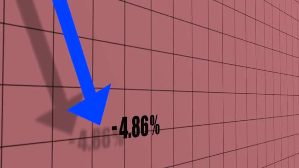 Looping Animation Chart Showing Falling Stock Price Recession Crash Copy — Stock video