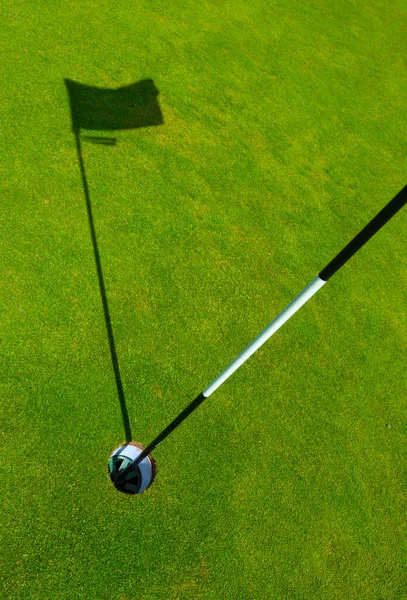 Sport Image Trou Sur Golf Avec Ombre Bâton Flagstick — Photo