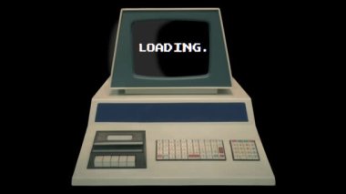 Looping Retro Loading Screen On A Vintage Computer With Alpha Channel