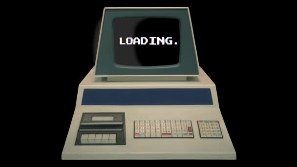 Looping Retro Loading Screen Vintage Computer Alpha Channel — ストック動画