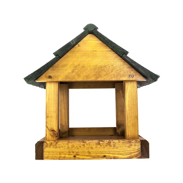 Dřevěné krmítko dům — Stock fotografie