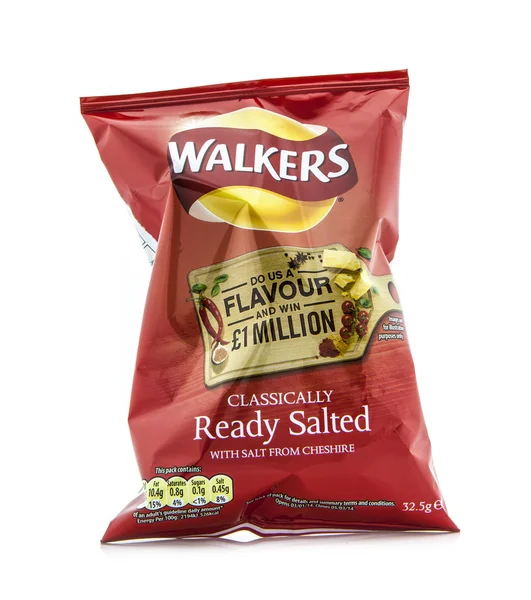 Packet of ready salted crisps on a white background — Stock Photo, Image