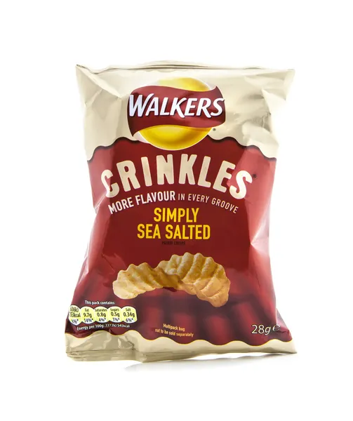 Bag of Walkers Crinkles Simply Sea Salted crisps isolated — Stock Photo, Image