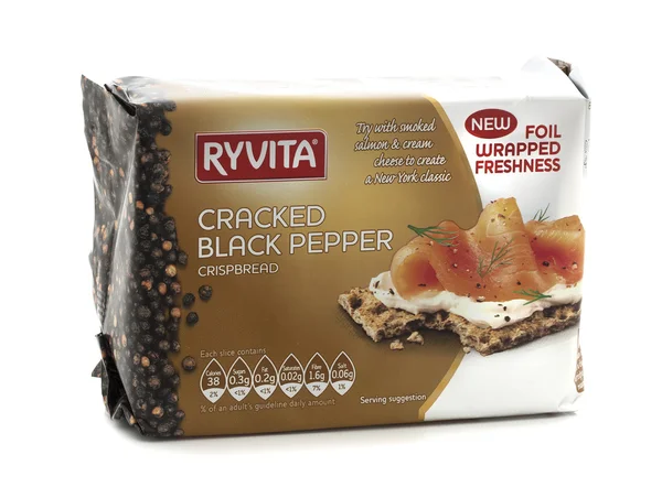 Paquete de Ryvita agrietado pimiento negro pan crujiente —  Fotos de Stock