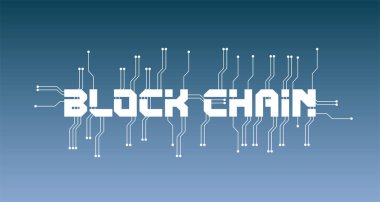 Koyu mavi arkaplan üzerindeki blok zinciri vektör arkaplan çizimi