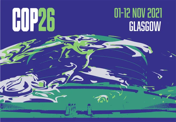 Cop Glasgow 2021 Wektor Ilustracji Międzynarodowy Szczyt Klimatyczny — Wektor stockowy