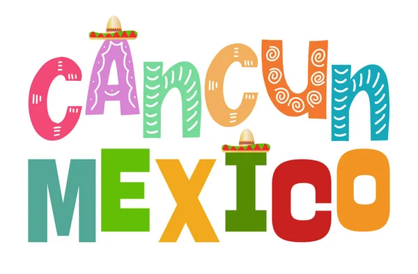 Cancun Meksyk Wektor Ilustracja Białym Tle — Wektor stockowy