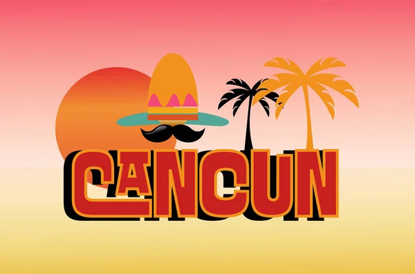 Cancun Meksyk Wektor Ilustracja Białym Tle — Wektor stockowy