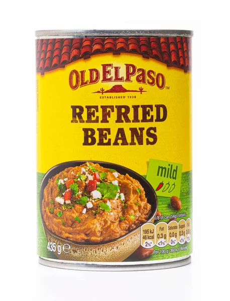 Swindon October 2021 Can Old Paso Refried Beans White Background — Stock Photo, Image