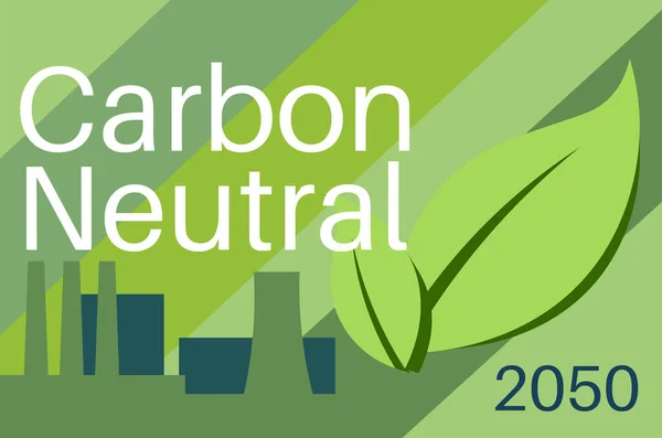 Carbon Neutral Vector Illustration Co2 Neutral Consept Green Background — Stock Vector