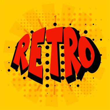 Retro Comic harfleri Vektör çizgi film illüstrasyonu yarım ton arkaplanda retro pop sanat tarzında