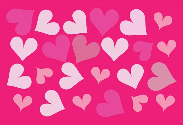 Pembe Kırmızı Kalplerle Kusursuz Romantik Bir Düzen Sevgililer Günü Için — Stok Vektör
