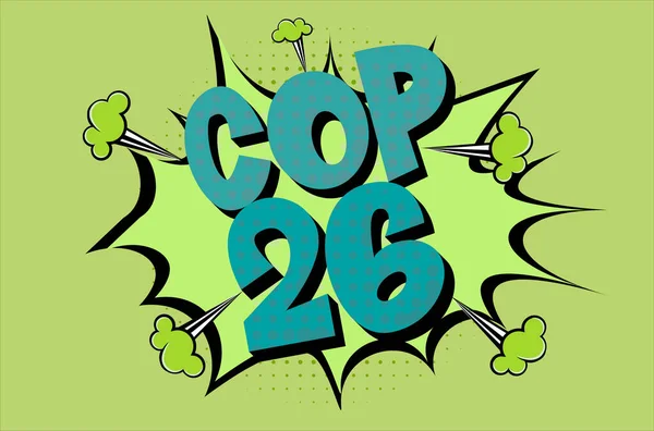 Cop Glasgow 2021 Comic Explosion Vector Illustration International Climate Summit — Stock Vector