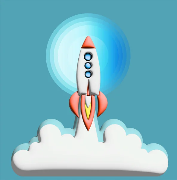 Vector Space Rocket Blue Background Copy Space — 스톡 사진