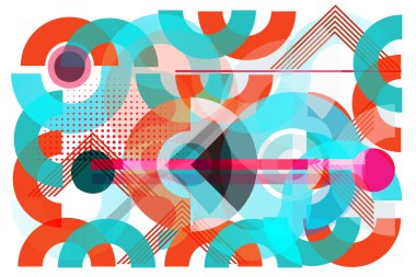 Renkli Akışkan daireler ve eğri şekilli geometrik vektör EPS çizim yaratıcı tasarım.