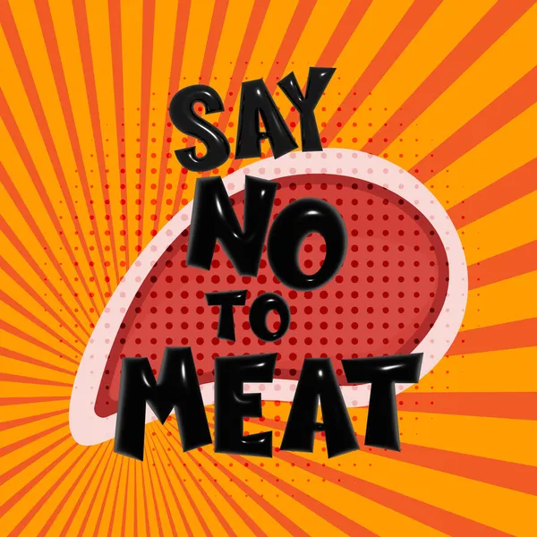 Say Meat Comic Haltone Style Vector Illustration 채식주의자 — 스톡 사진