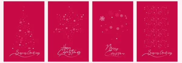 Minimalistisk Julkortsdesign Fyra Festliga Designer Med Enkel Geometrisk Jul Illustration — Stock vektor