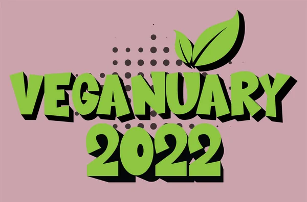 Veganuari 2022 Vector Tekening Een Licht Gekleurde Achtergrond — Stockvector