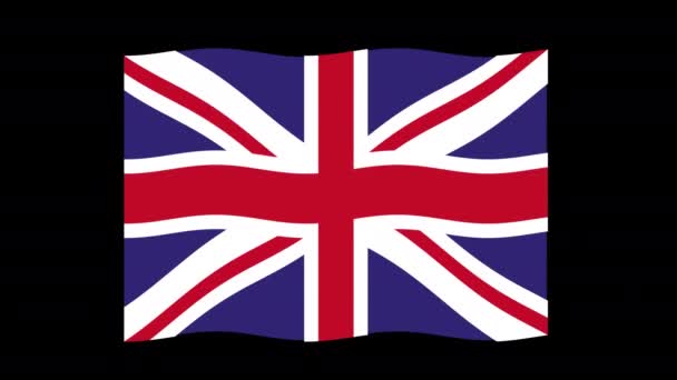 Union Jack Flag Animation Alpha Channel — стокове відео