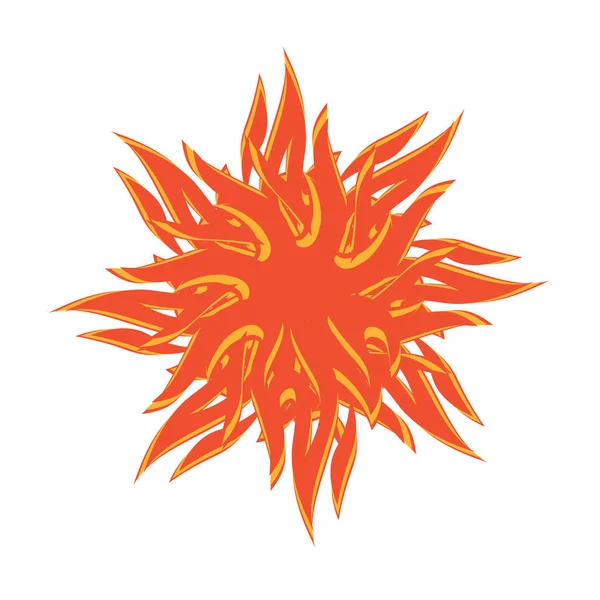 Flaming Sun Vector Illustration White Background — Stock Vector