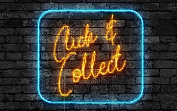Click Collect Neon Sign Internet Online Shopping Concept — Stock Photo, Image