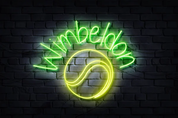 Wimbeldon Neon Sign Dark Wall — Stock Photo, Image