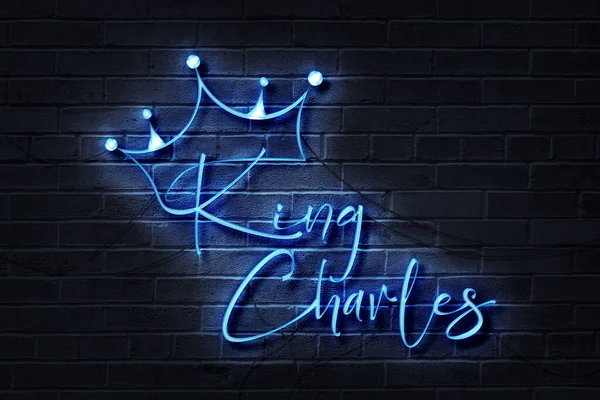 Neon Şareti Kral Iii Charles Taç Giyme Töreni Galler Prensi — Stok fotoğraf