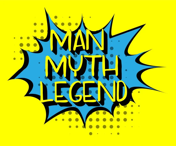Man Myth Legend Haltone Κωμικό Στυλ Διανυσματική Απεικόνιση — Διανυσματικό Αρχείο