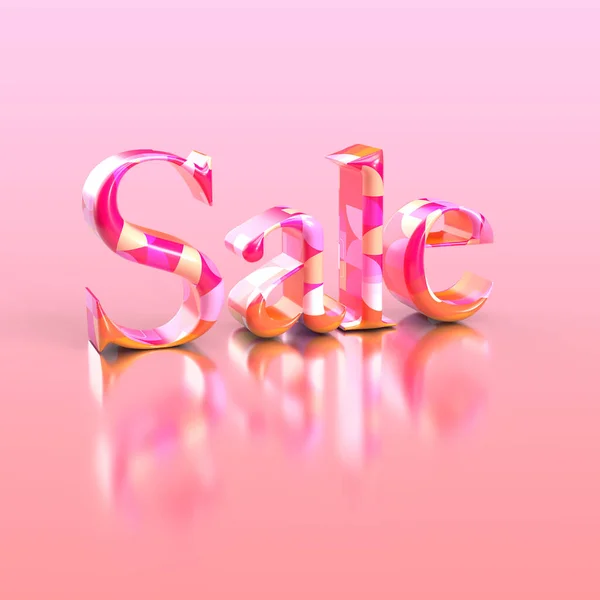 Colourful Sale 3D Render on a Pink Background with copy space.