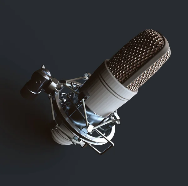 Studio Microphone Render Dark Gray Background — Stockfoto