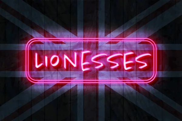 Lionesses Its Coming Home Illustration Union Jack Background — Foto de Stock