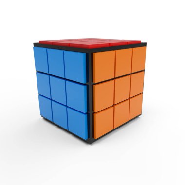 Rubik Cube 3D Render on a transparent background.